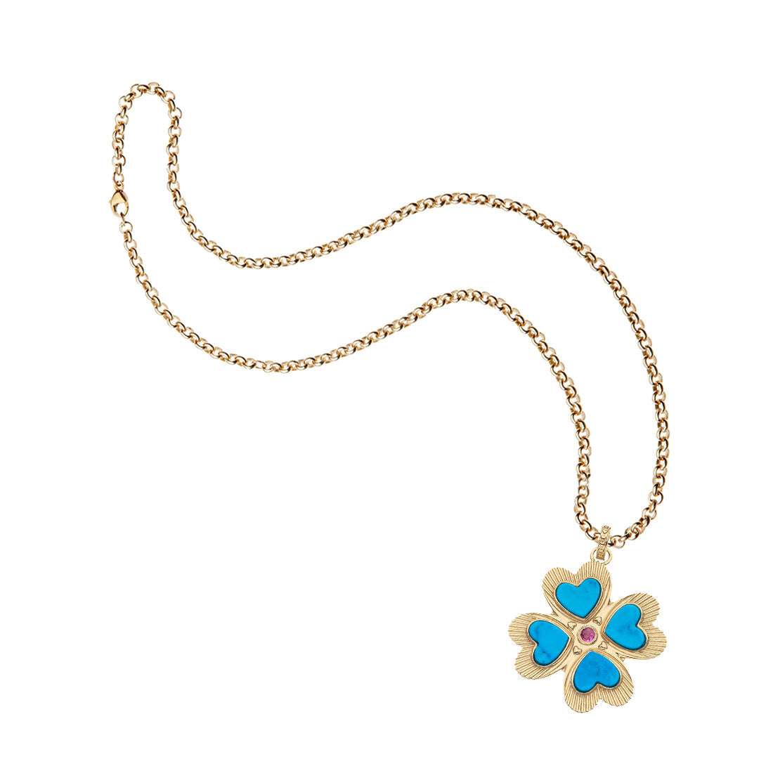LUCKY in Love Clover Pendant with Turquoise
