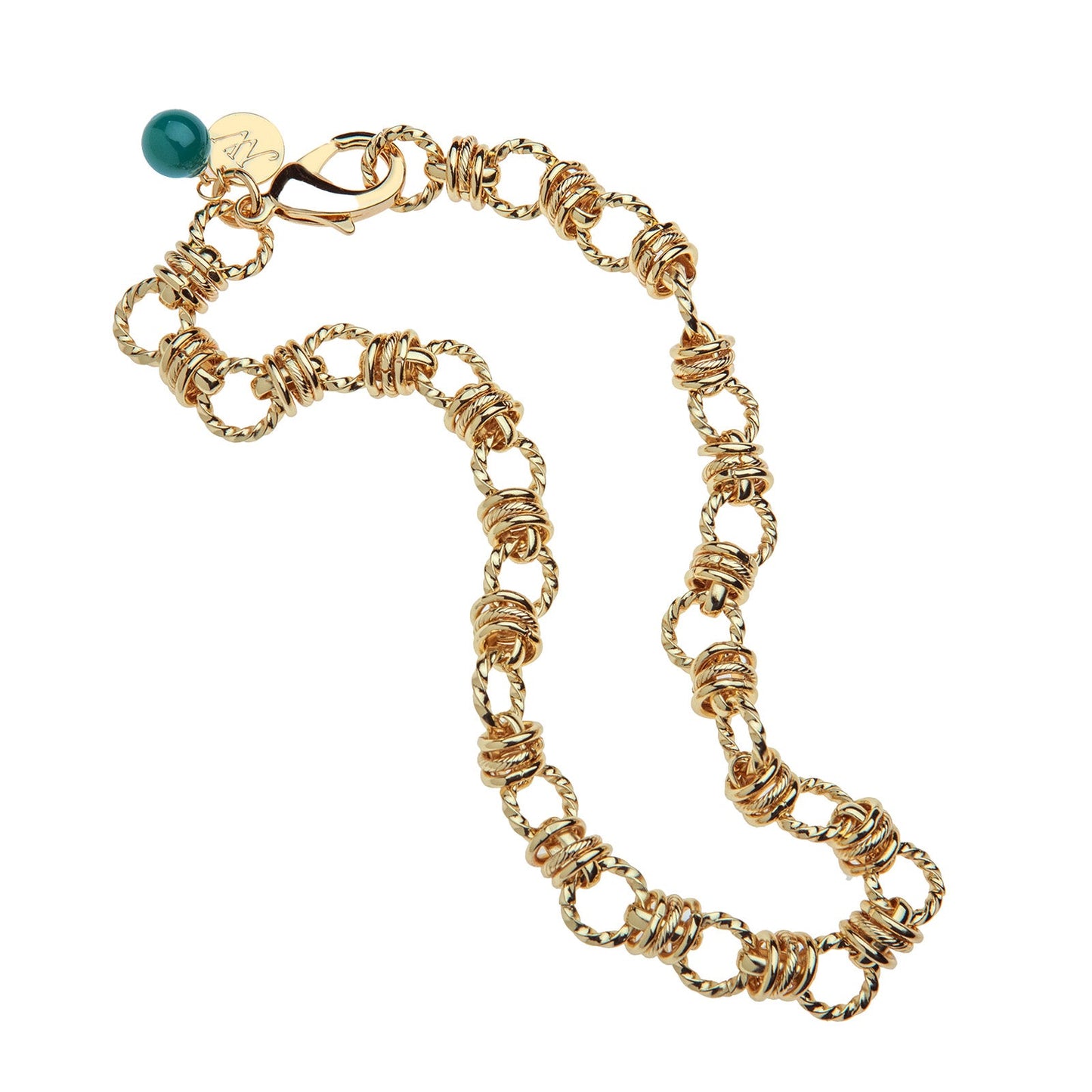 Rings of Gold Chain with Malachite Bead