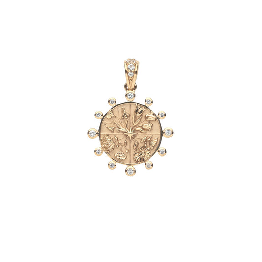 HOPE Petite Embellished Coin in Solid Gold