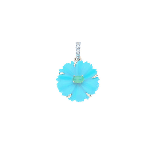 JOY Turquoise Cherry Blossom Pendant in Solid Gold