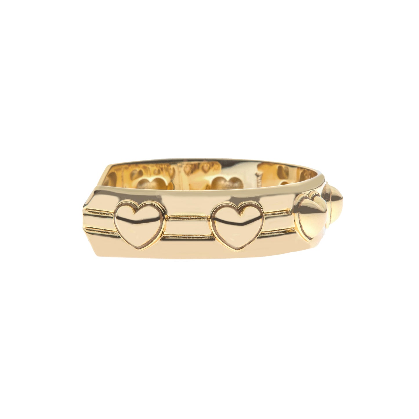 LOVE Set In Stone Heart Cuff in Gold
