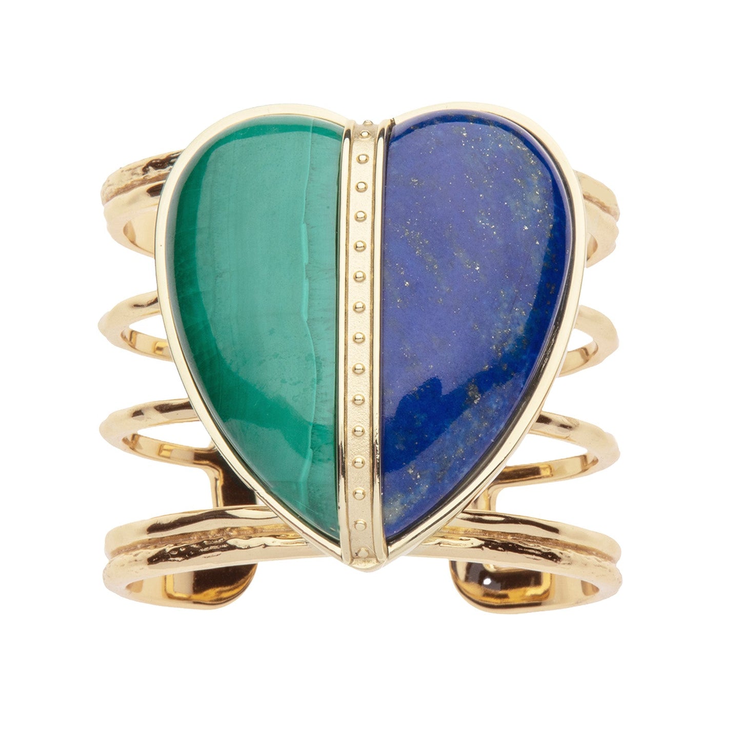 LOVE Split Carry Your Heart Cuff in Lapis and Malachite
