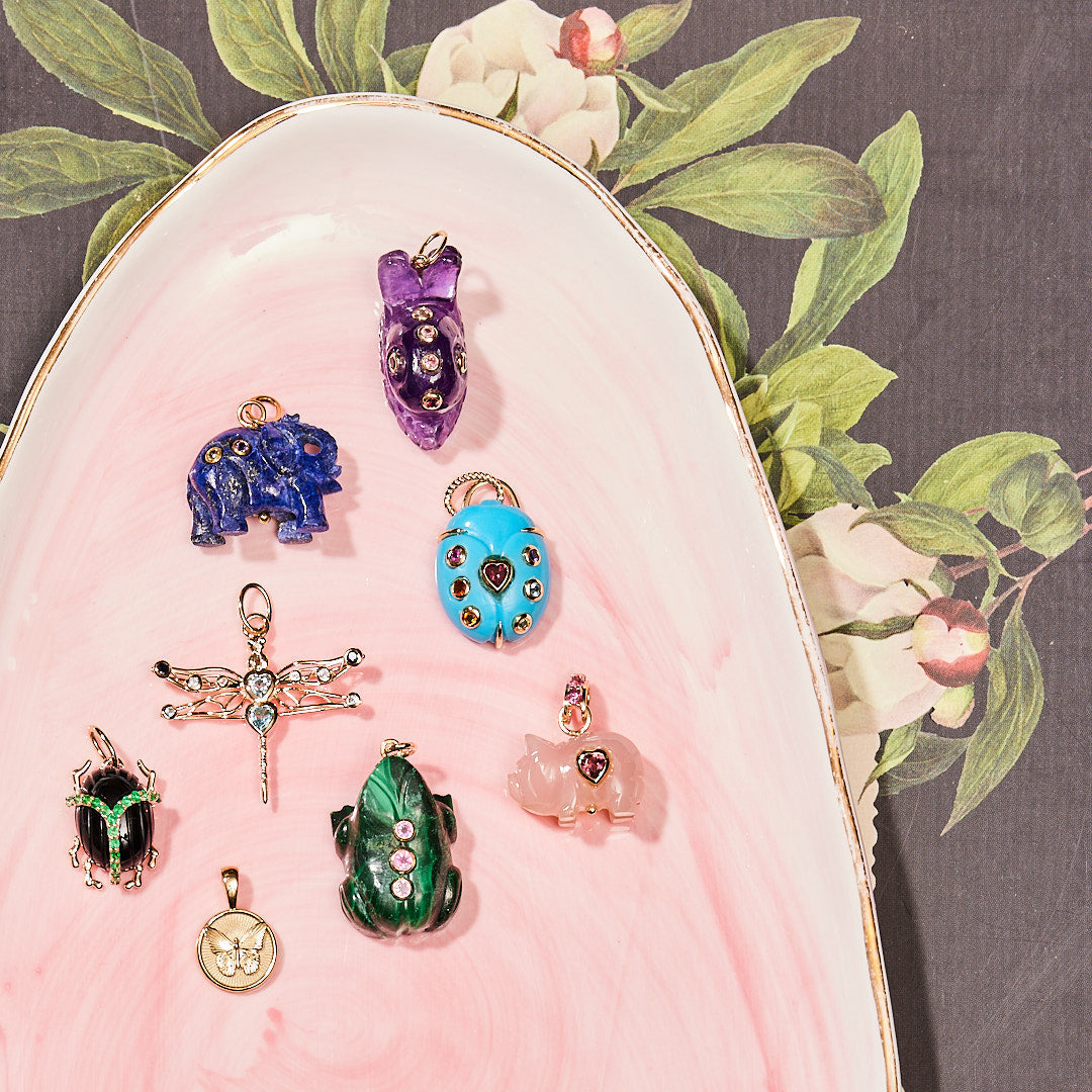 PROTECT Lapis Scarab Pendant in Solid Gold