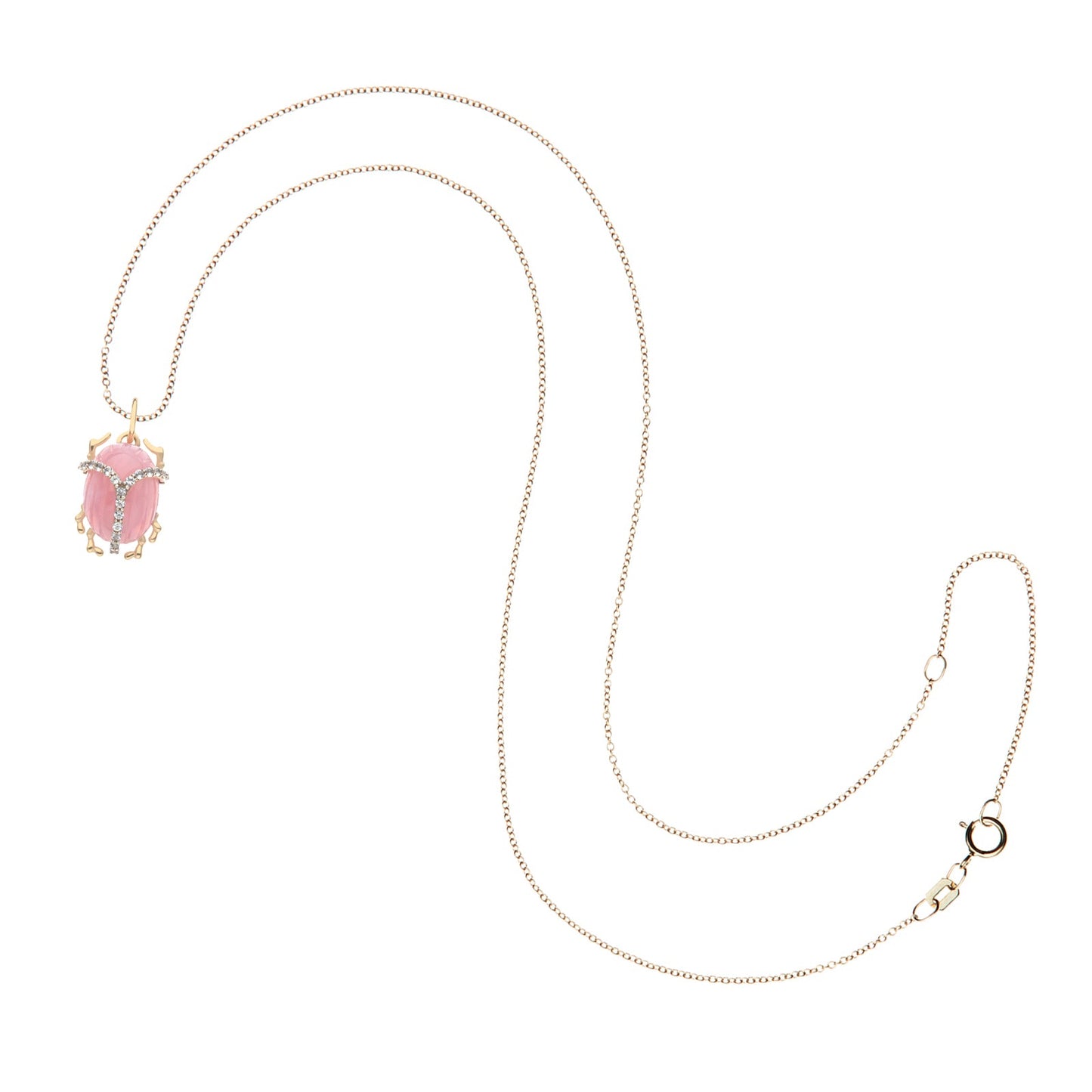 PROTECT Pink Jade Scarab Pendant in Solid Gold