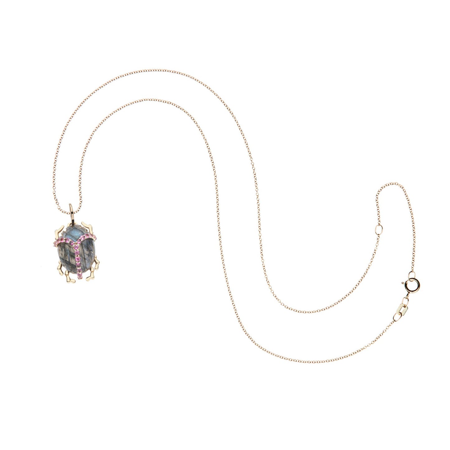 PROTECT Labradorite Scarab Pendant in Solid Gold