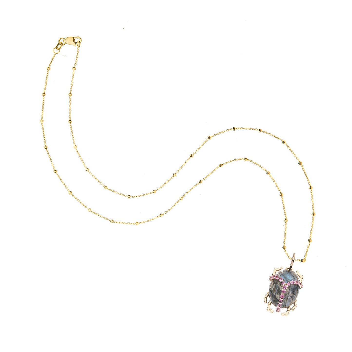 PROTECT Labradorite Scarab Pendant in Solid Gold