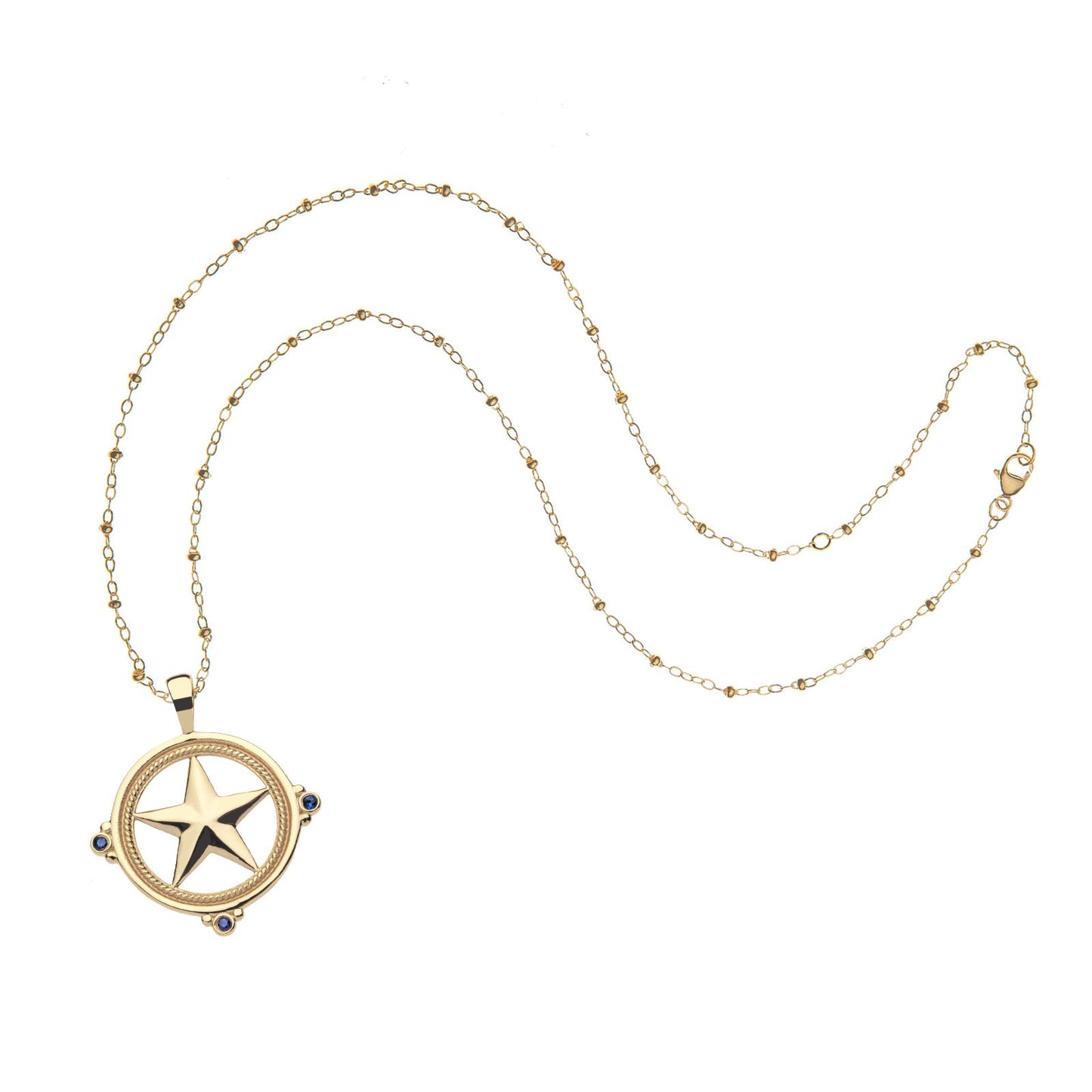 Texas JW Star Cutout Pendant with Blue Sapphires