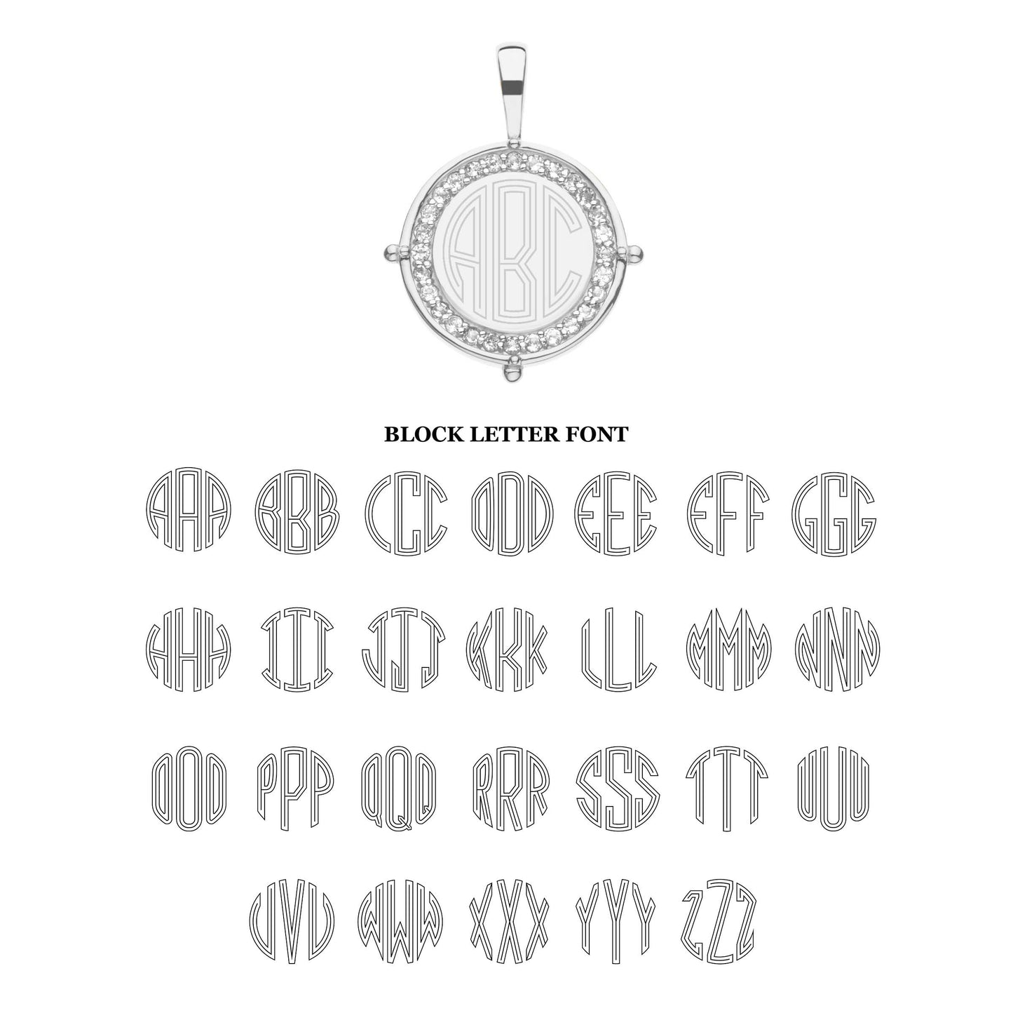 Embellished Personalized Petite Coin Pendant in Silver