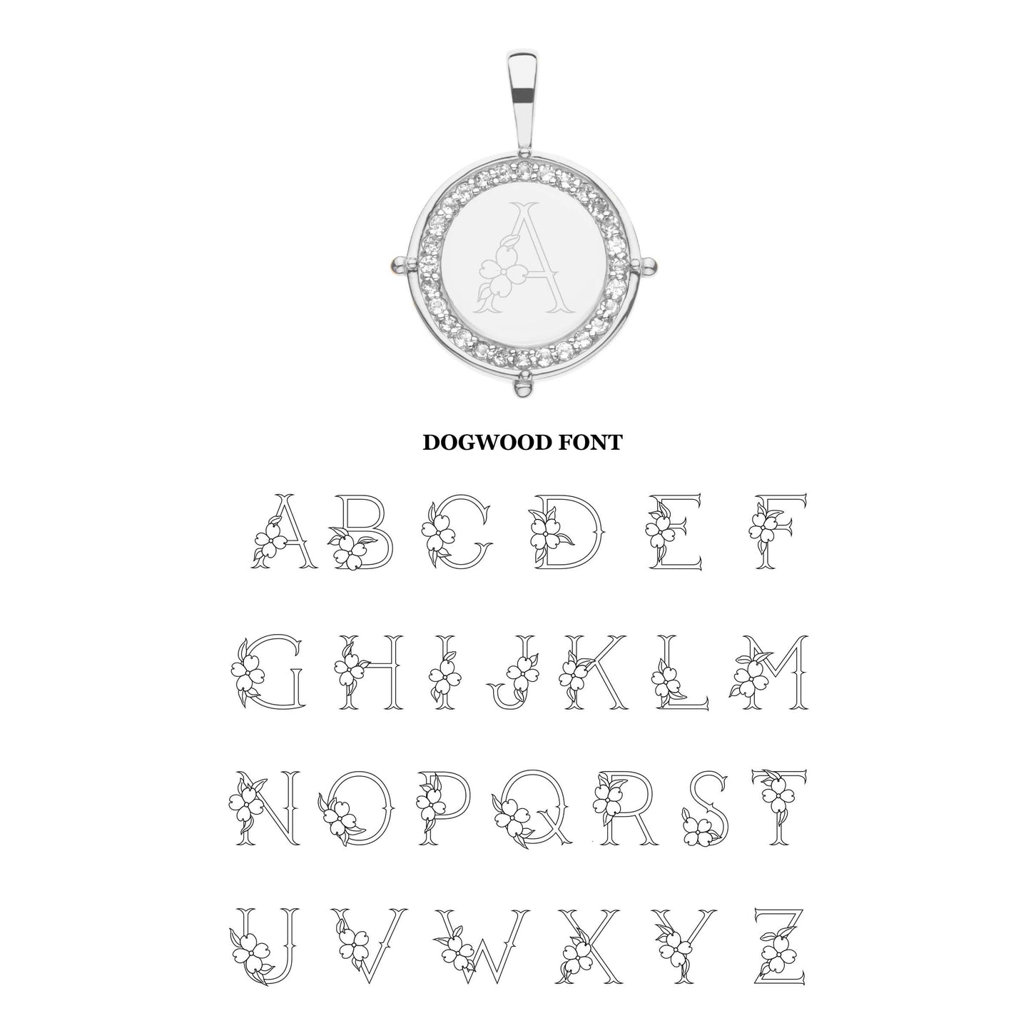 Embellished Personalized Petite Coin Pendant in Silver