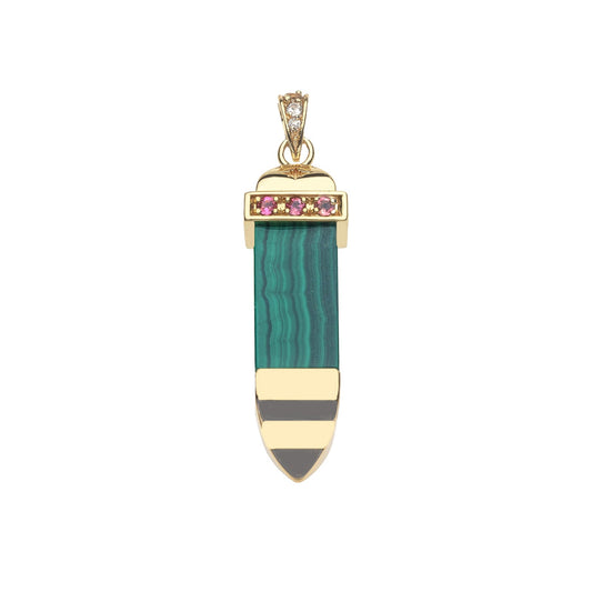 STRONG Malachite Carved Sun Ray Pendant
