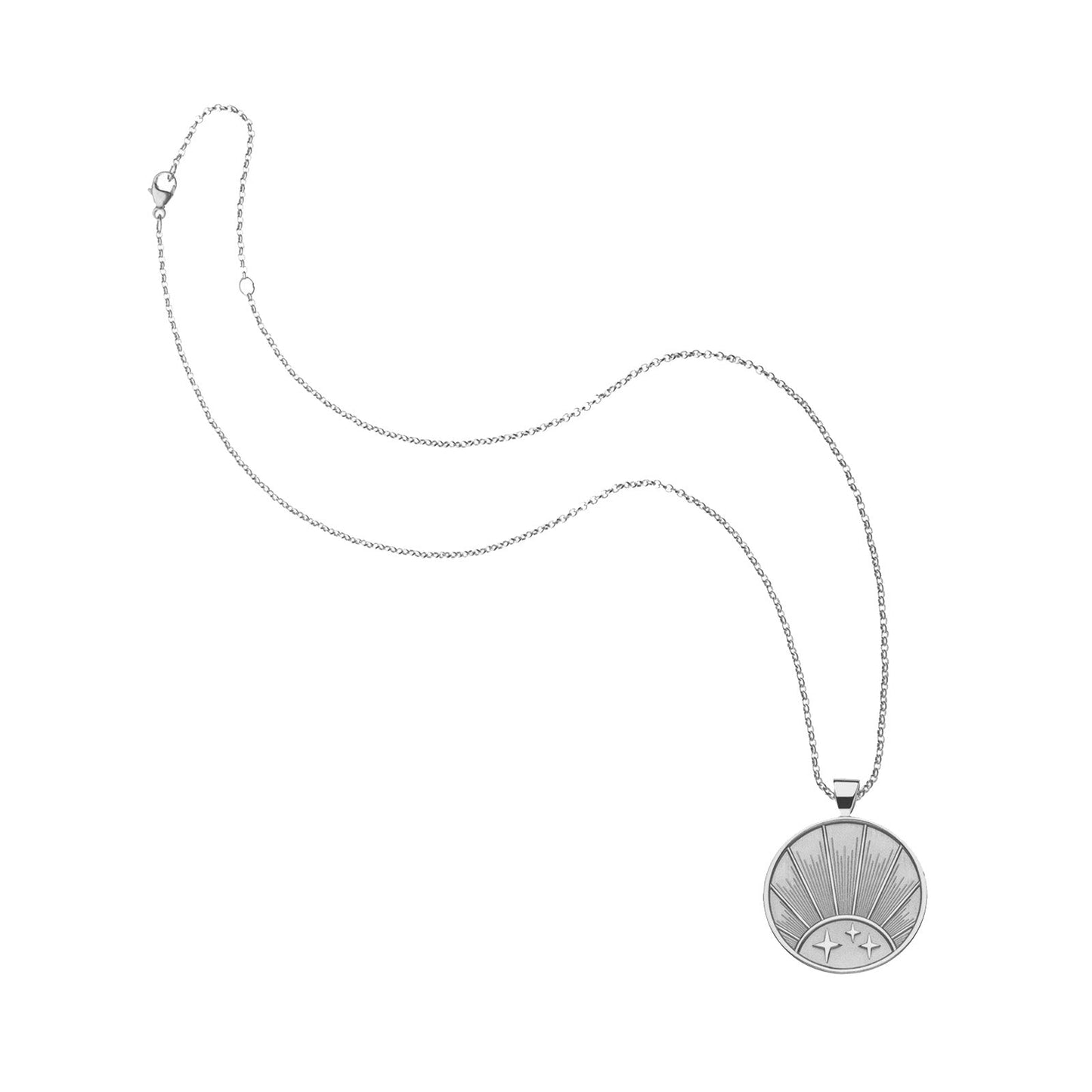 STRONG JW Small Pendant Coin (Rising Sun) in Silver