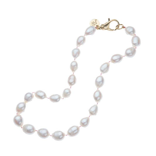 White Pearl Knotted Beaded Necklace