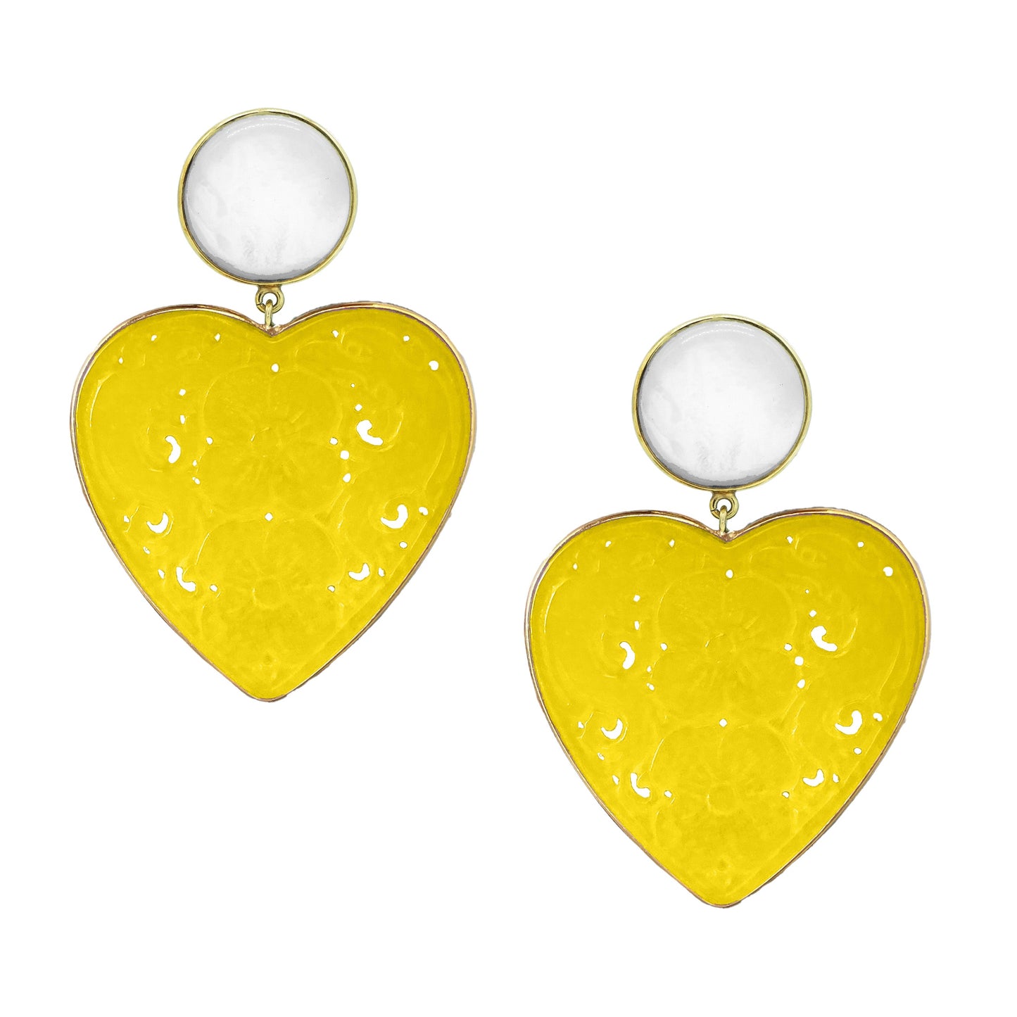 LOVE Yellow Carved Agate Earrings